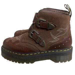 Dr Martens Devon GA gothic American Dark Brown Suede Leather Platform  Boots 10